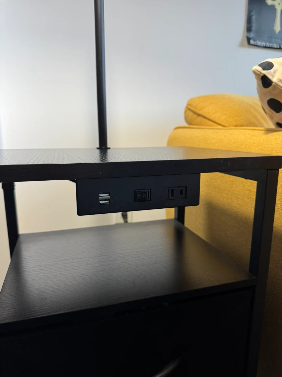 Black nightstand with Lamp & USB Ports image indicator(5)