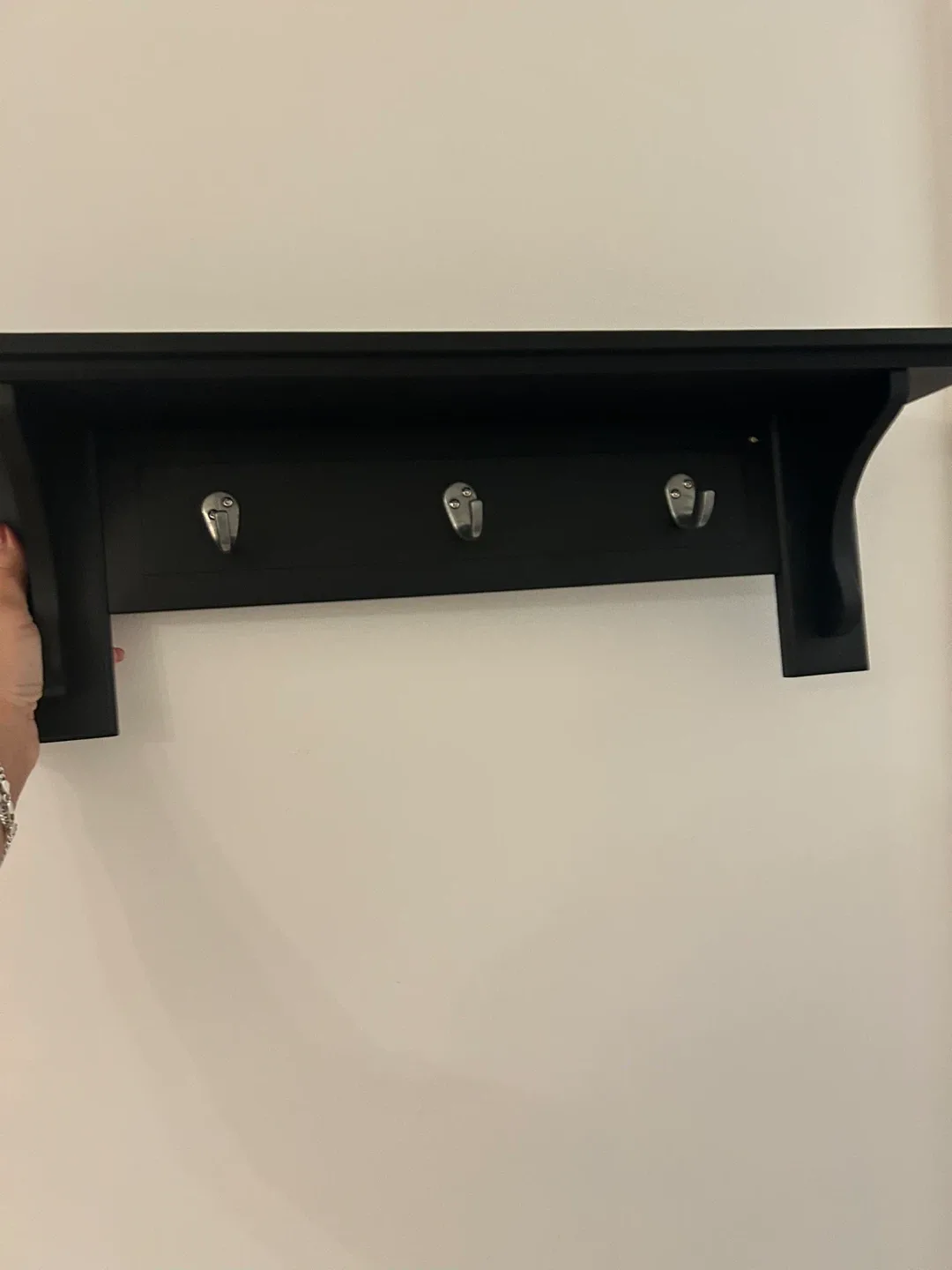 Black Entryway Shelf with Hooks