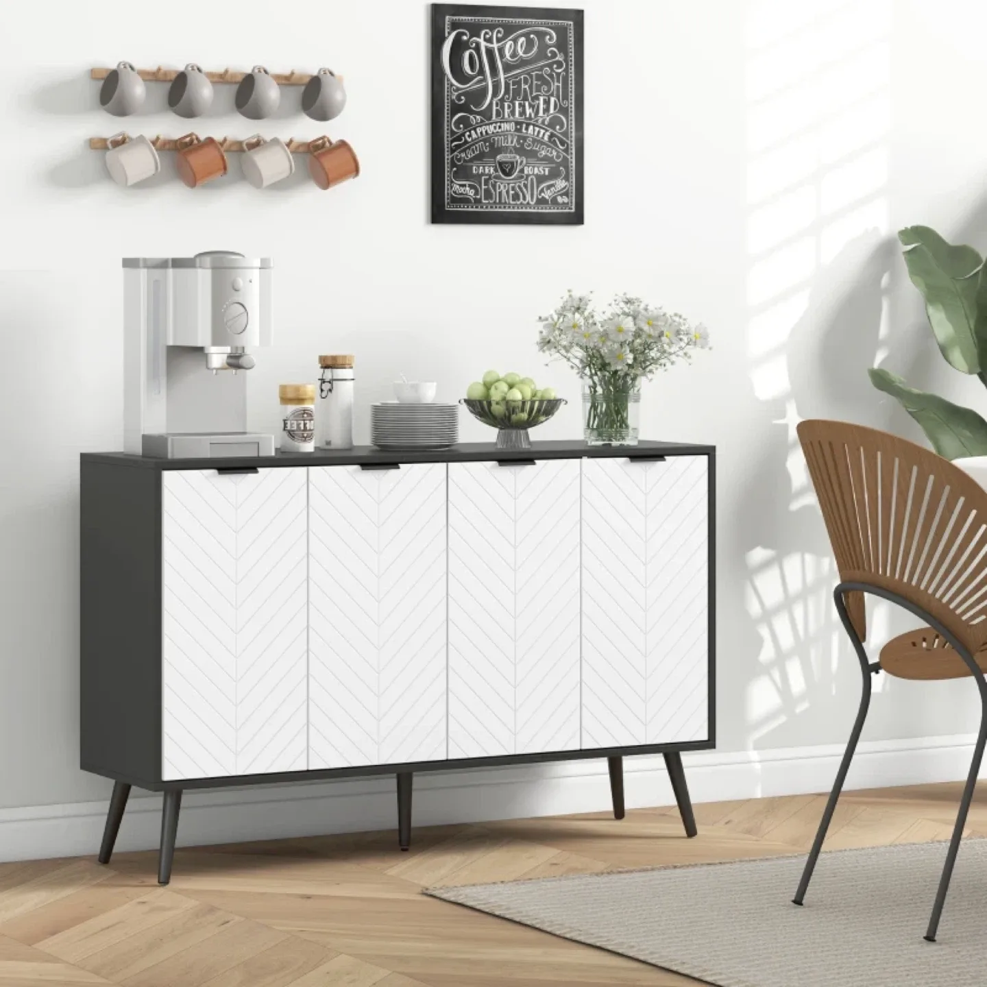 HOMCOM Modern Sideboard and Buffet, Dining Room Cabinet