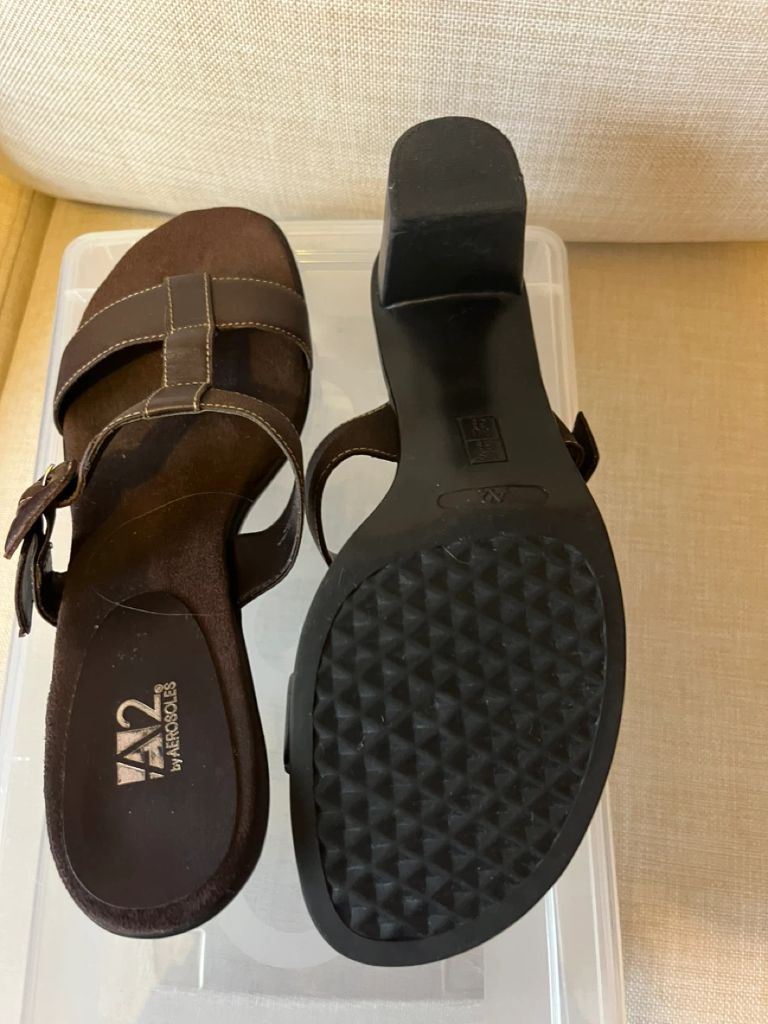 A2 by Aerosoles Brown Heeled Leather Sandals - photo 4