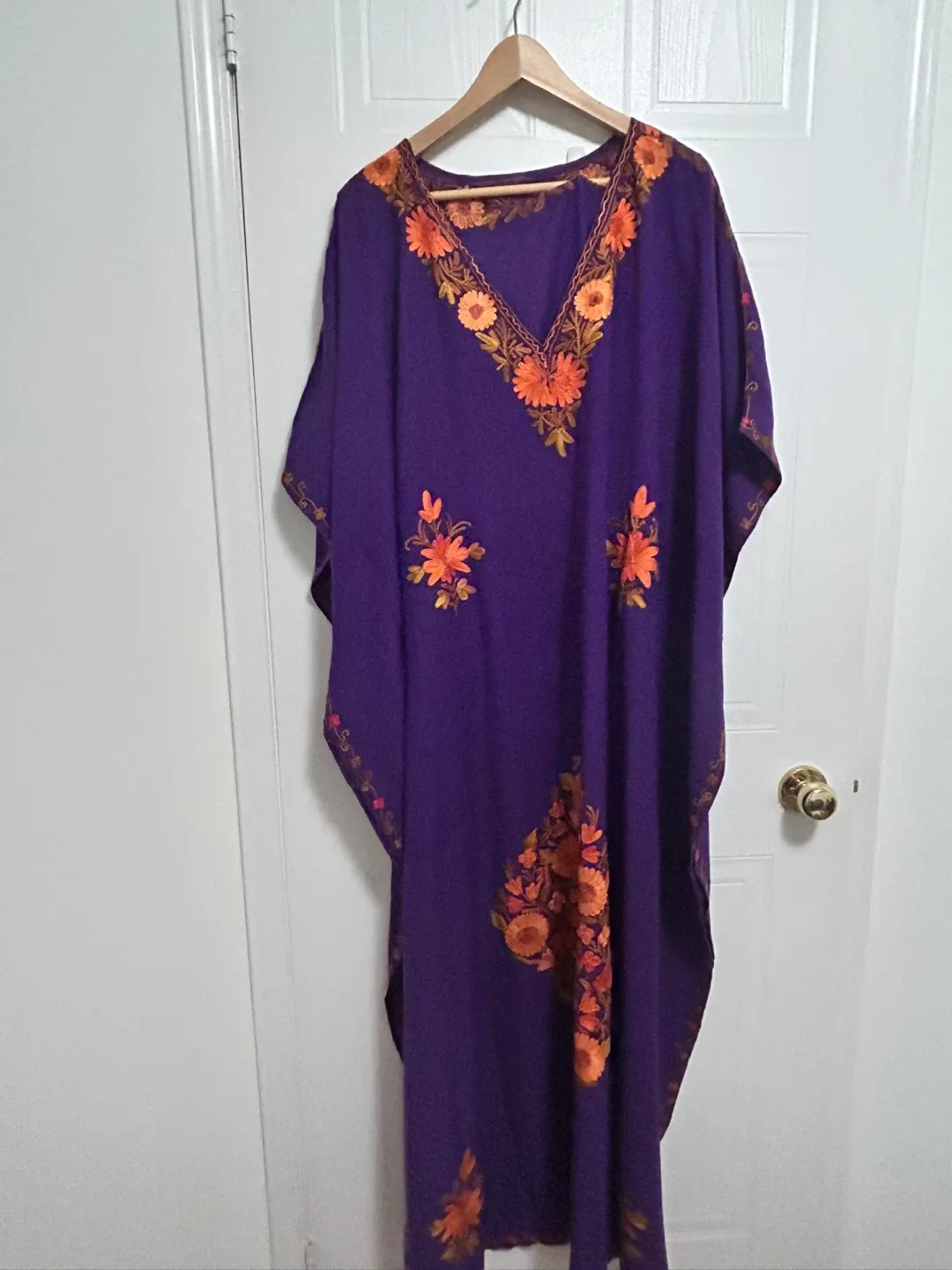 Purple Embroidered Kaftan Dress