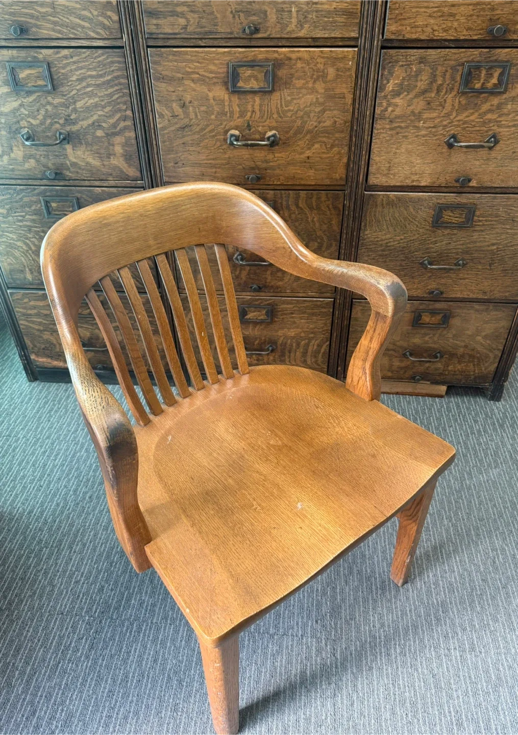 Antique Oak Office Guest Chair - Lawyers, Bankers Chair