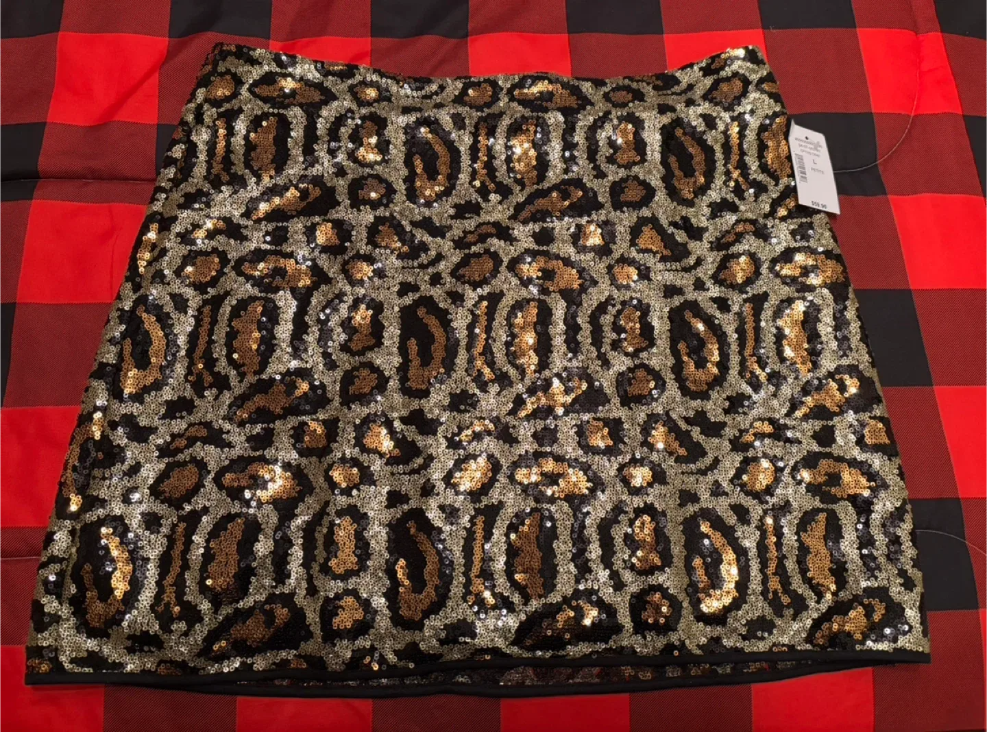 Cleo Petites Leopard Sequin Skirt - Size L