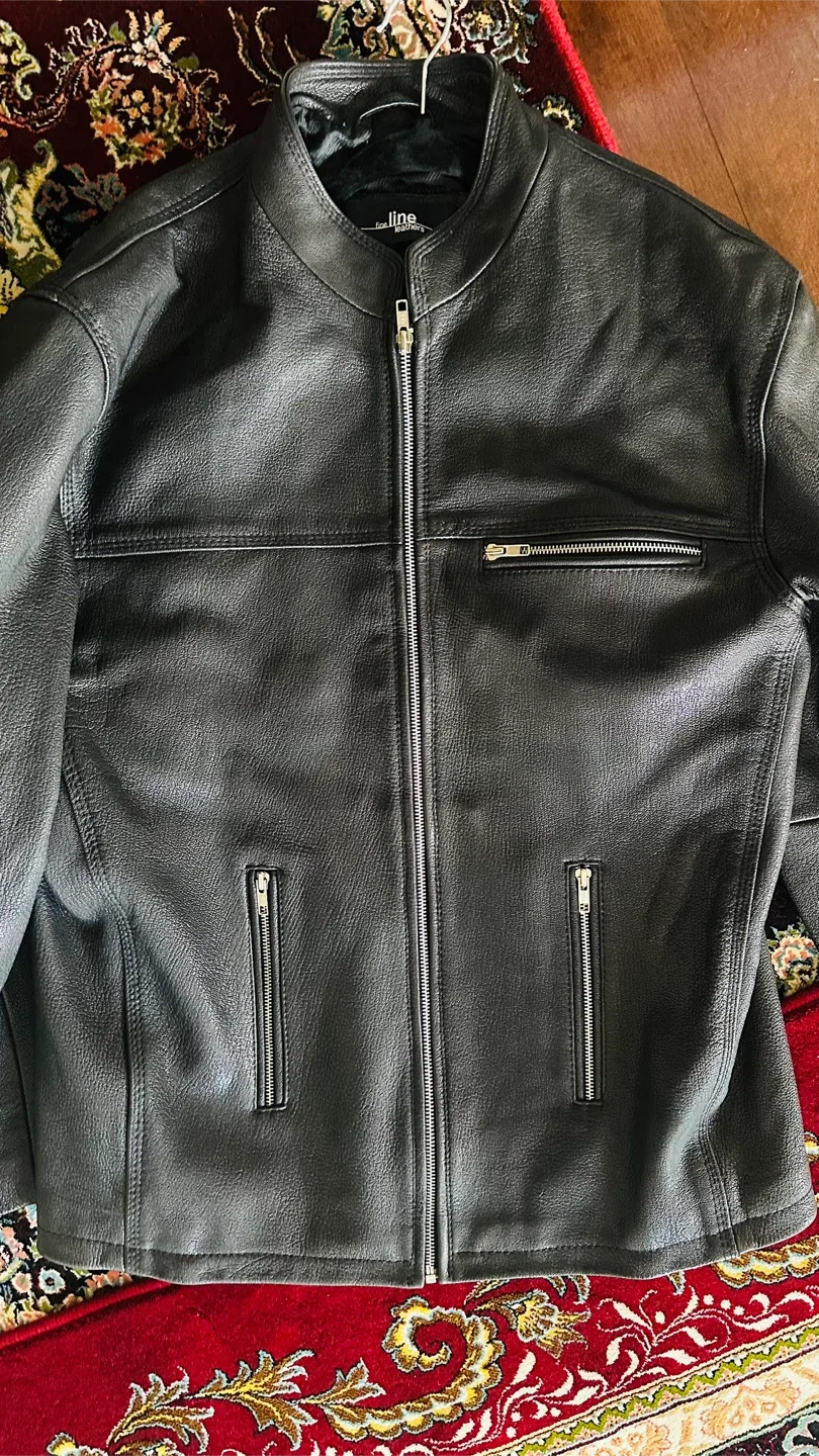 Fine Line Leathers Black Leather Jacket - Size L