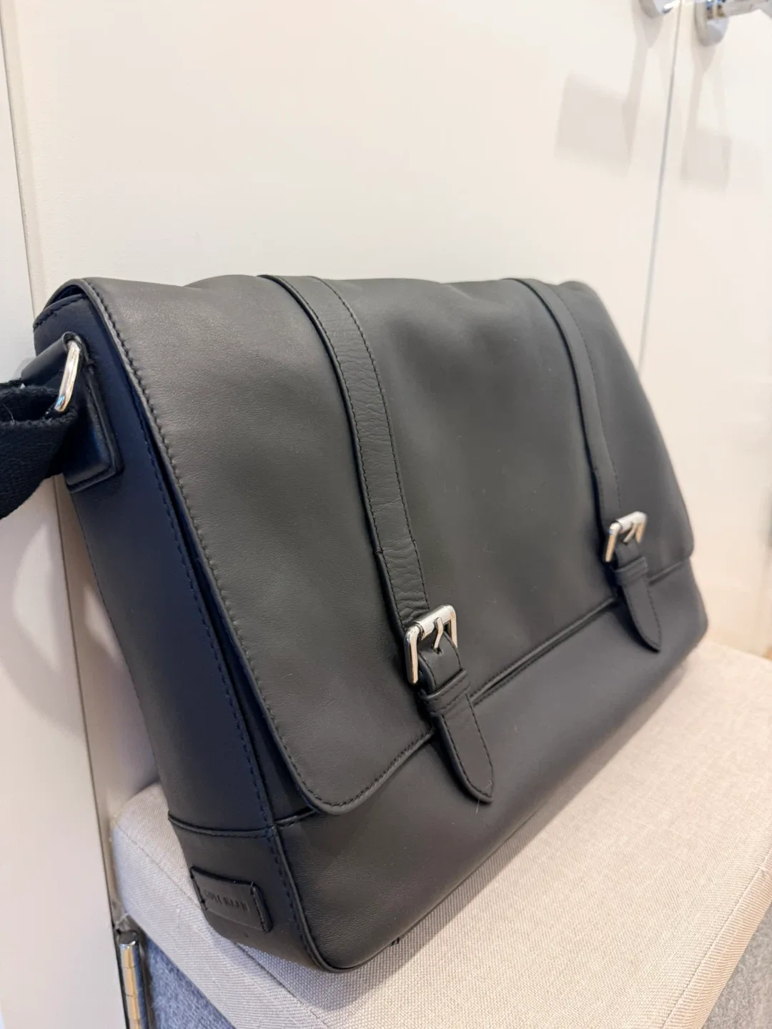 Cole Haan Black Leather Messenger Bag