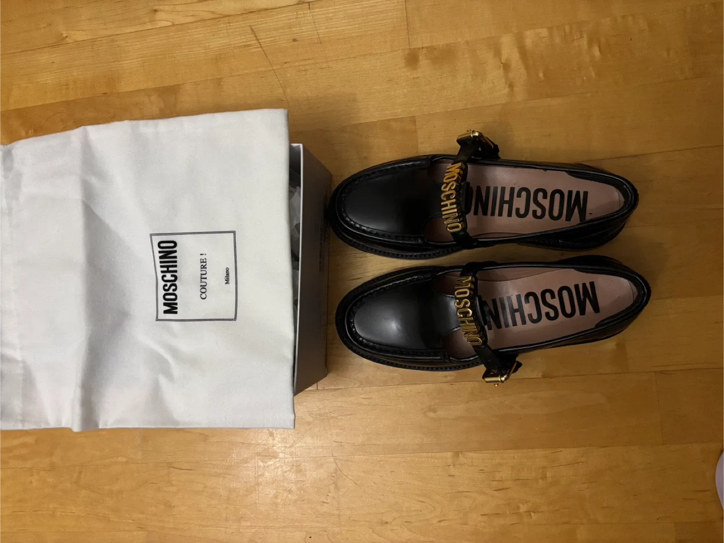 Moschino Black Loafer Shoes Size 37