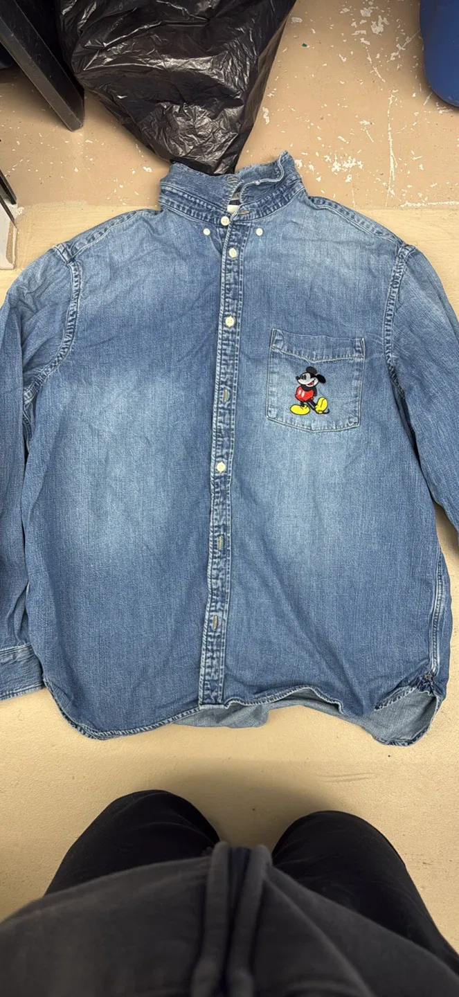 H&M XL Denim Shirt with Mickey Mouse