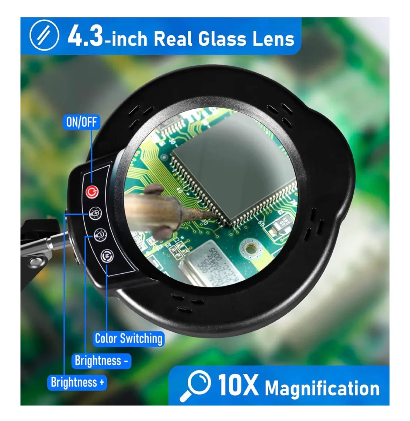 LED Magnifying Desk Lamp with Stand & Clamp