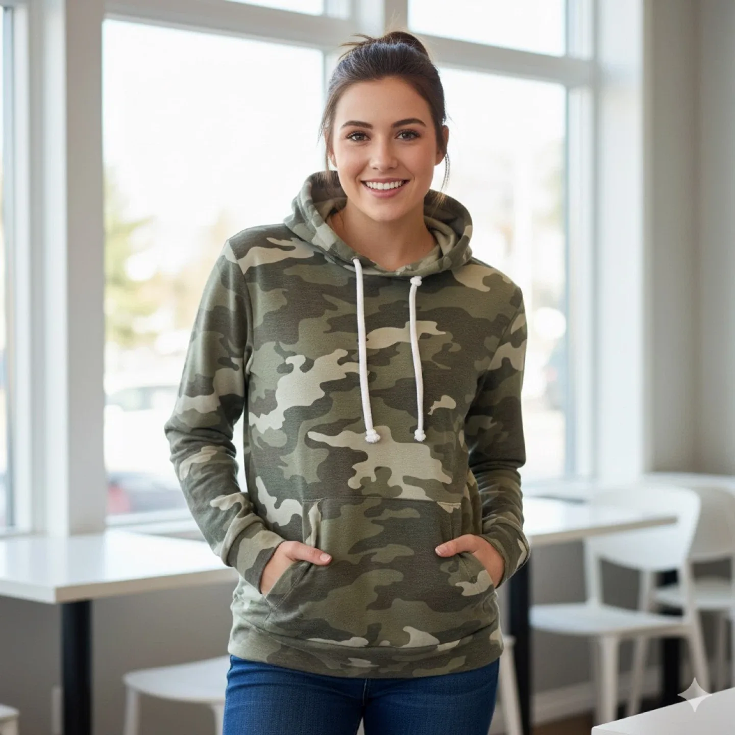 HS Idol Hoodie Sweatshirt Camo Lightweight Hooded Top Size L