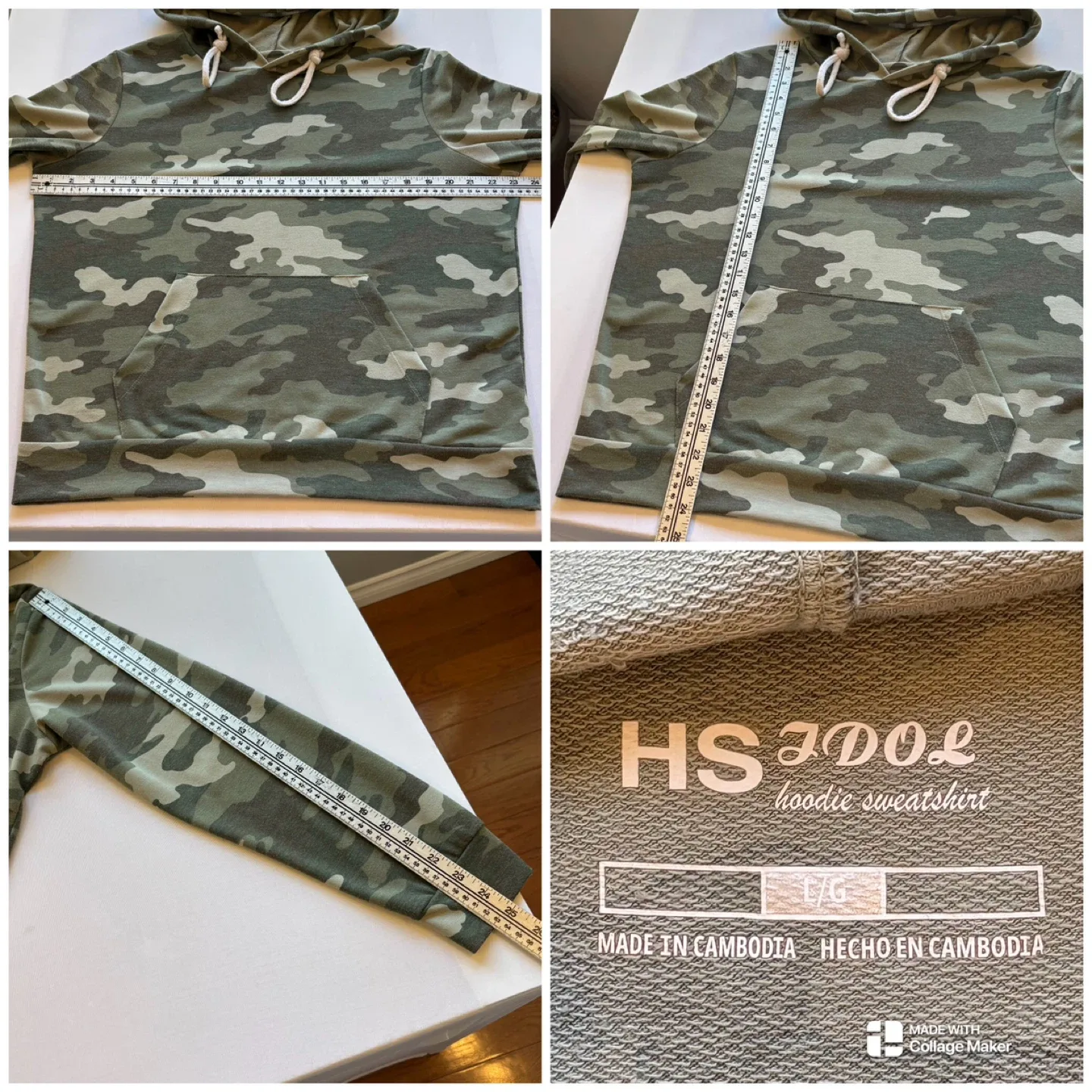 HS Idol Hoodie Sweatshirt Camo Lightweight Hooded Top Size L image indicator(7)