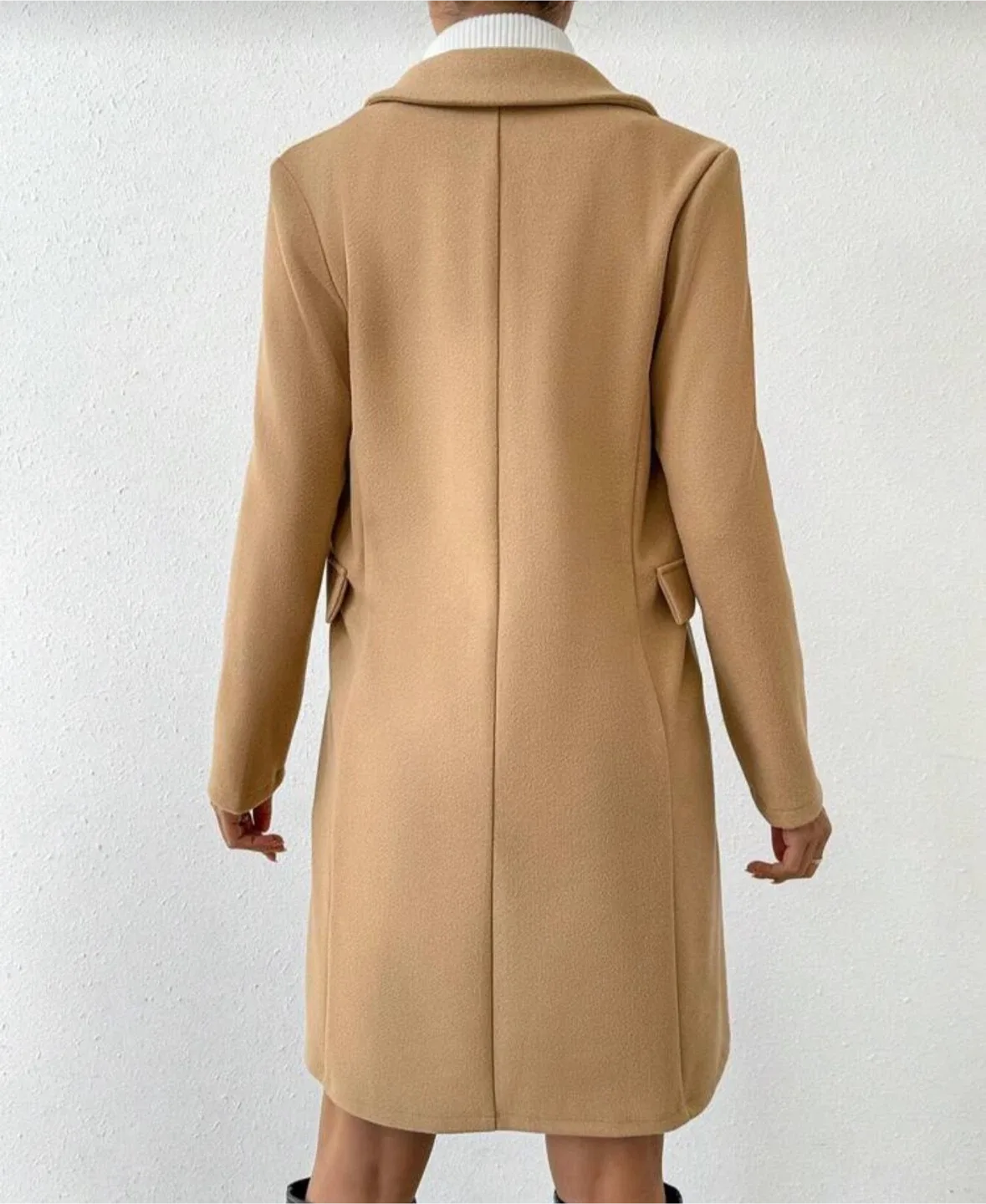 Camel Double Breasted Coat - Size M