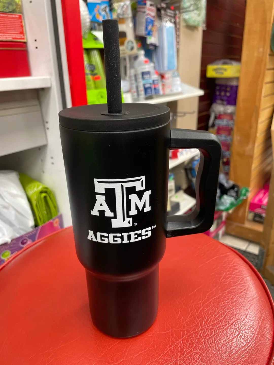 ATM Aggies Black Tumbler with Straw