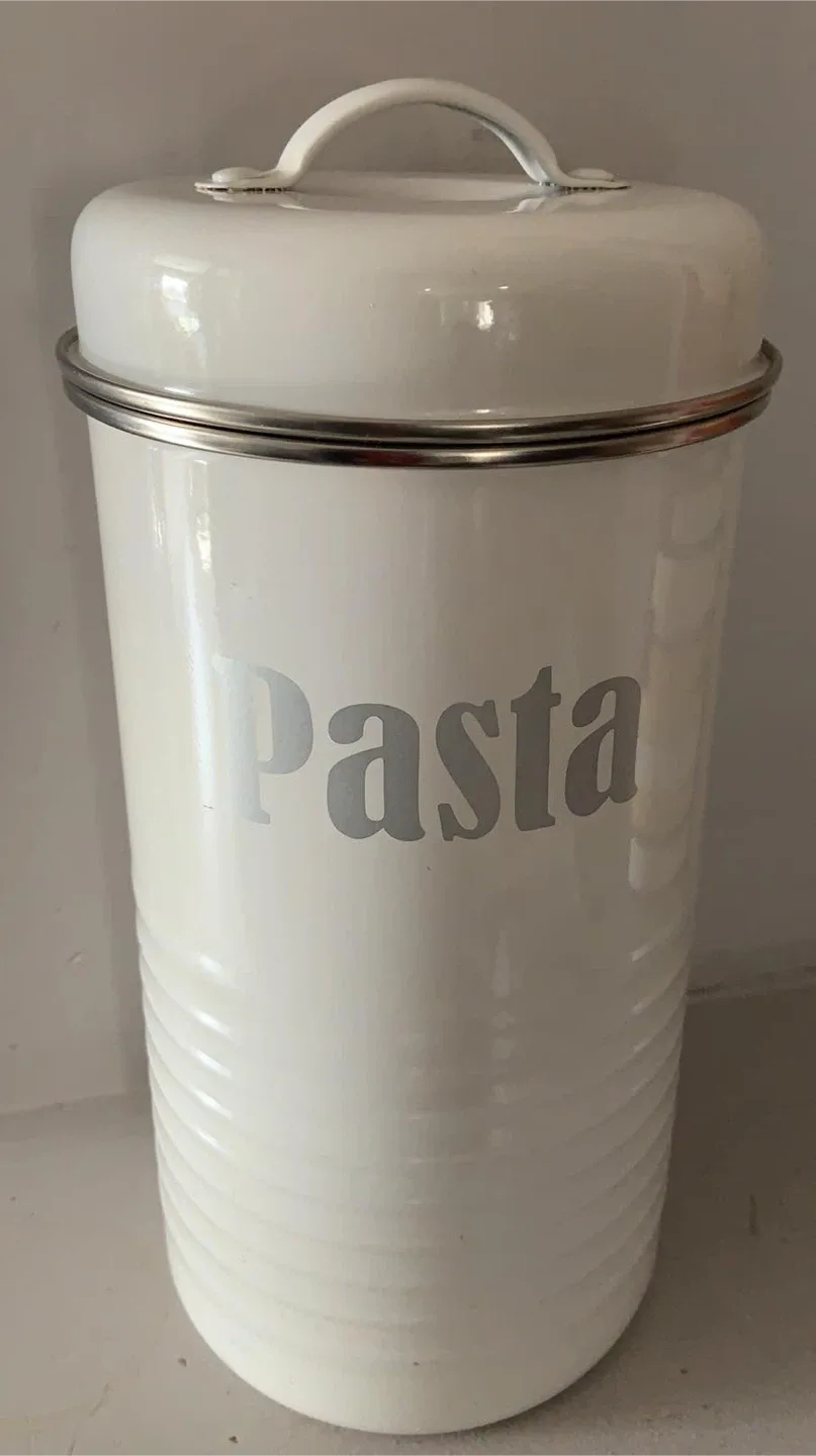 White Pasta Canister with Lid