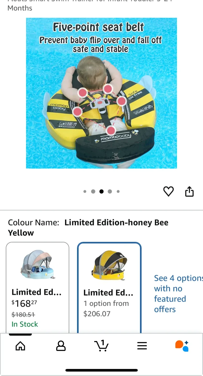 Mambobaby Swim Float - Honey Bee Yellow image indicator(3)
