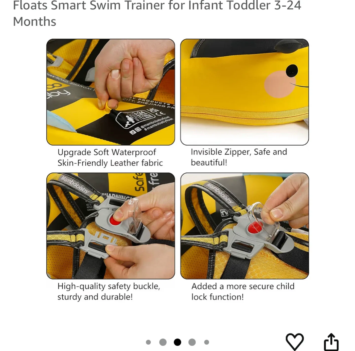 Mambobaby Swim Float - Honey Bee Yellow image indicator(2)