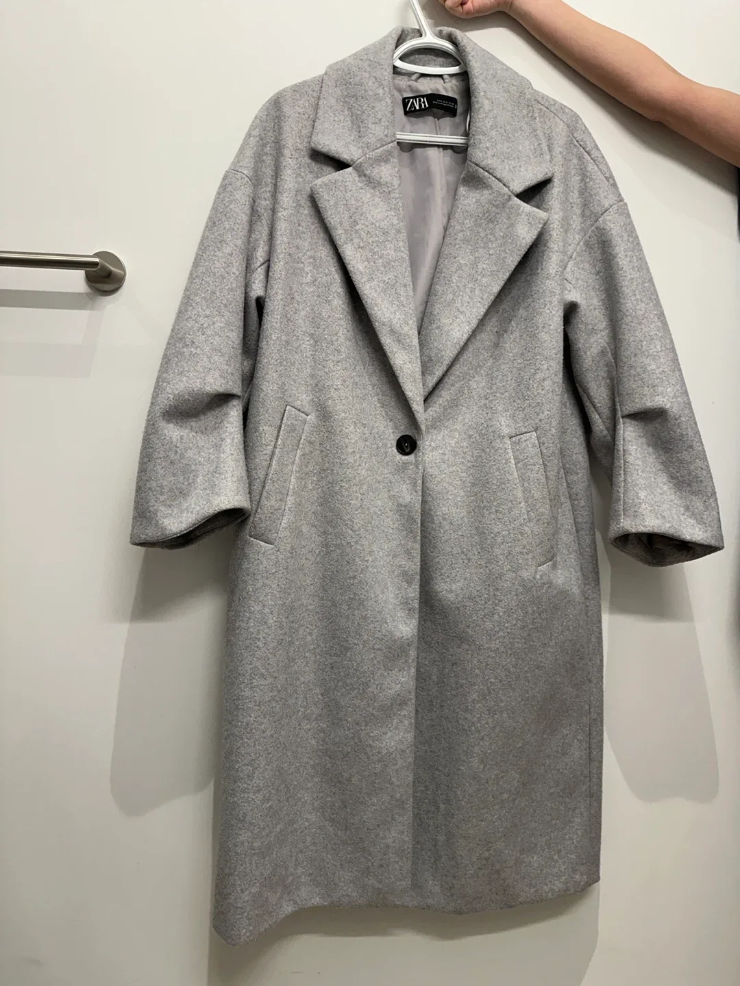 ZARA Grey Wool Blend Coat - Size S