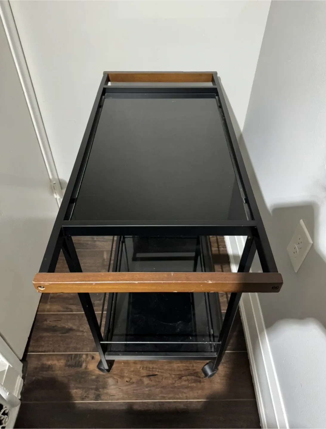 Black Bar Cart with Wood Accents image indicator(2)