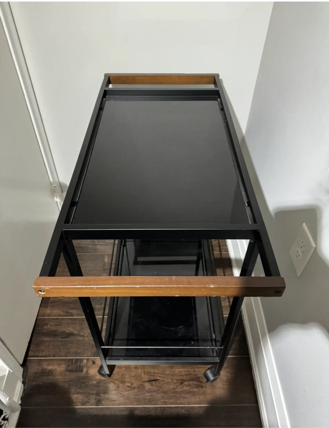 Black Bar Cart with Wood Accents image indicator(4)