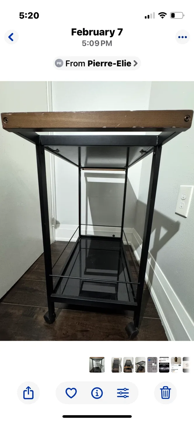 Black Bar Cart with Wood Accents image indicator(3)