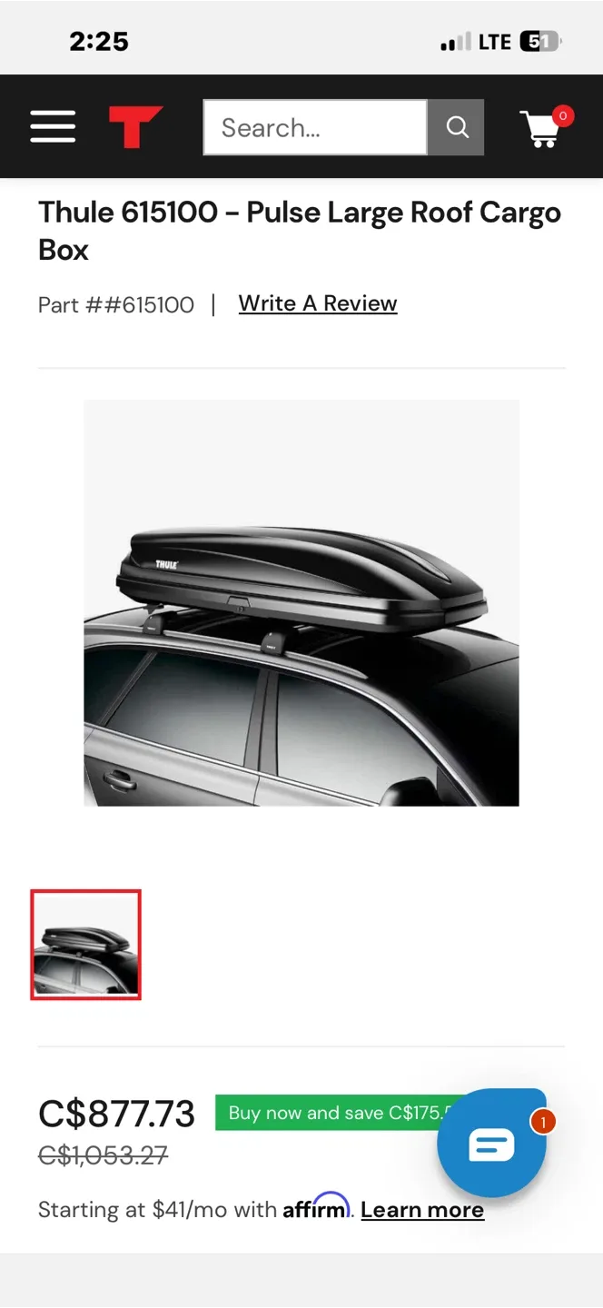 Thule 615100 Pulse Large Roof Cargo Box