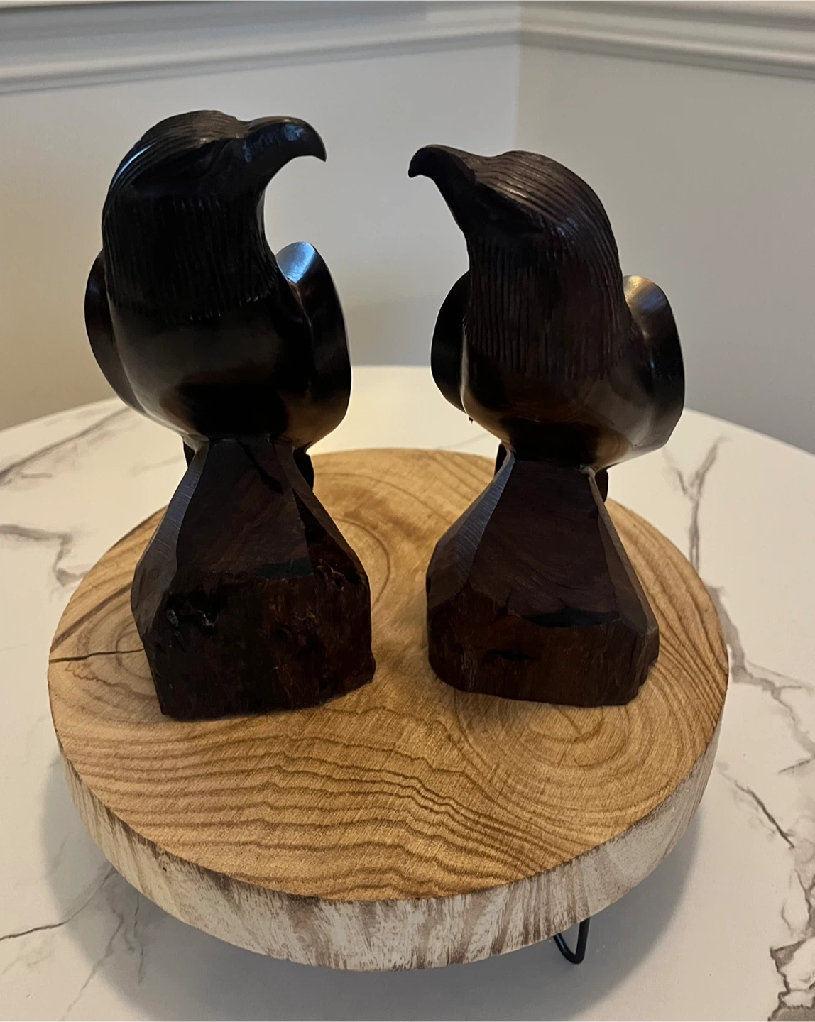 2 Wooden Eagle Carvings - photo 2