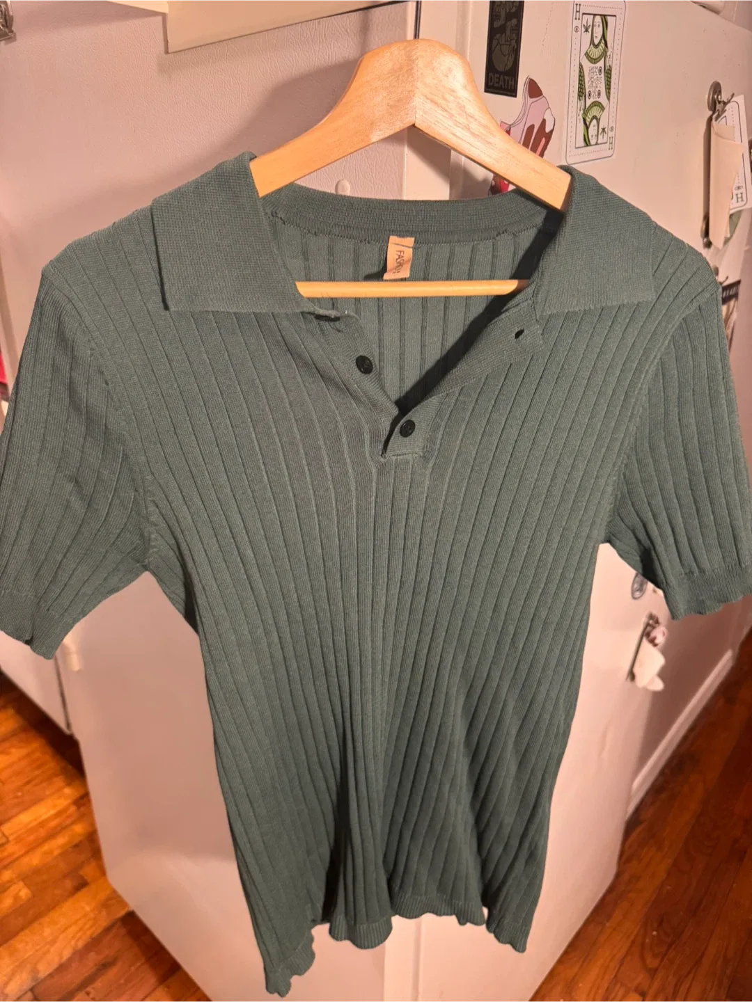 Fabletics Green Ribbed Polo Shirt