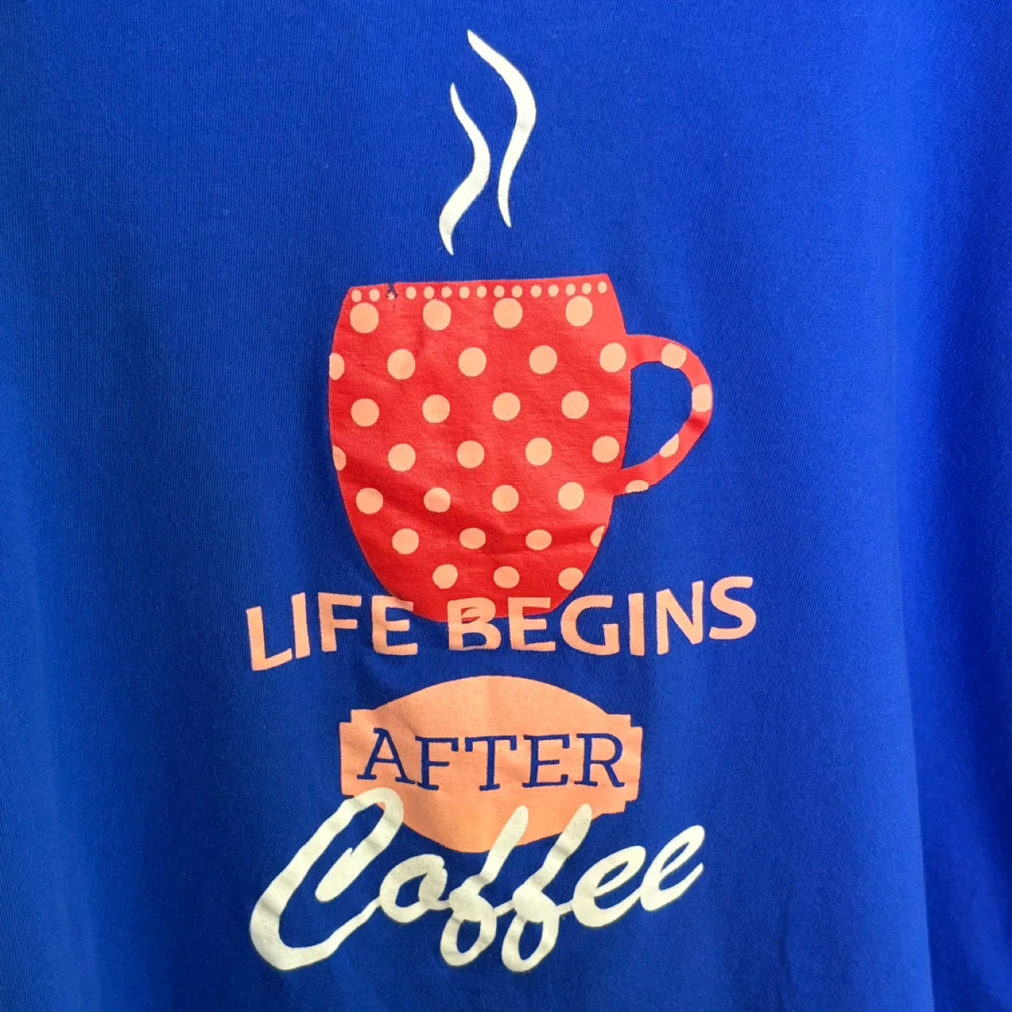 Reitmans Life Begins After Coffee Blue V Neck PJ Top Size XXL image indicator(3)