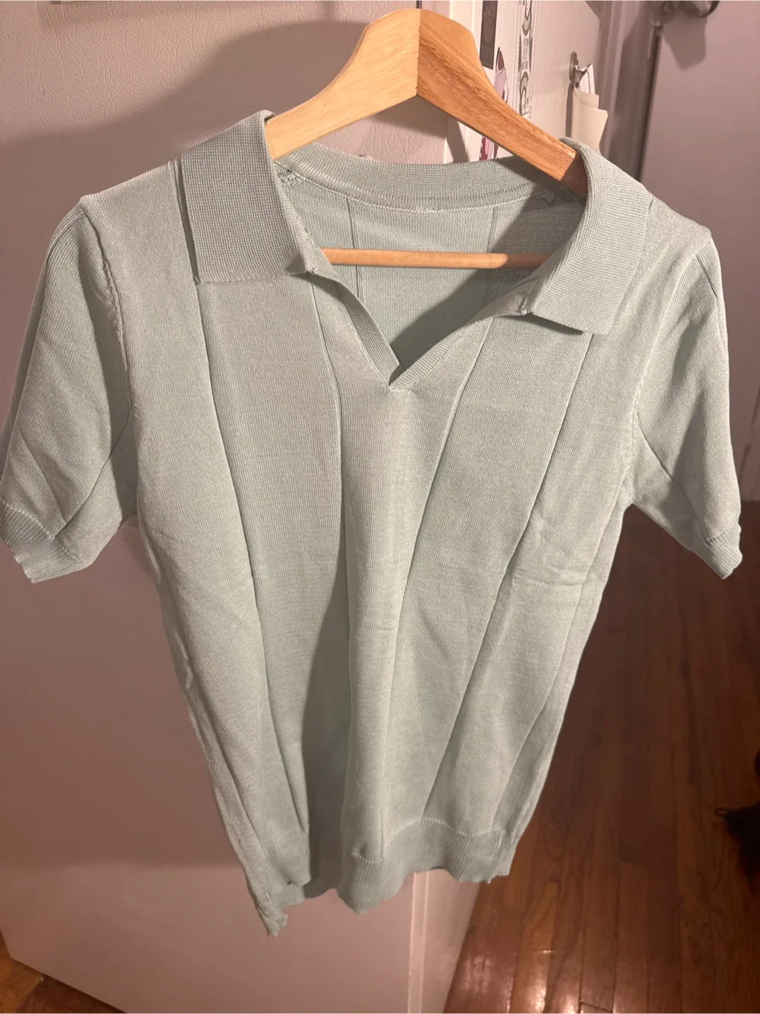 Light Green Knit Polo Shirt