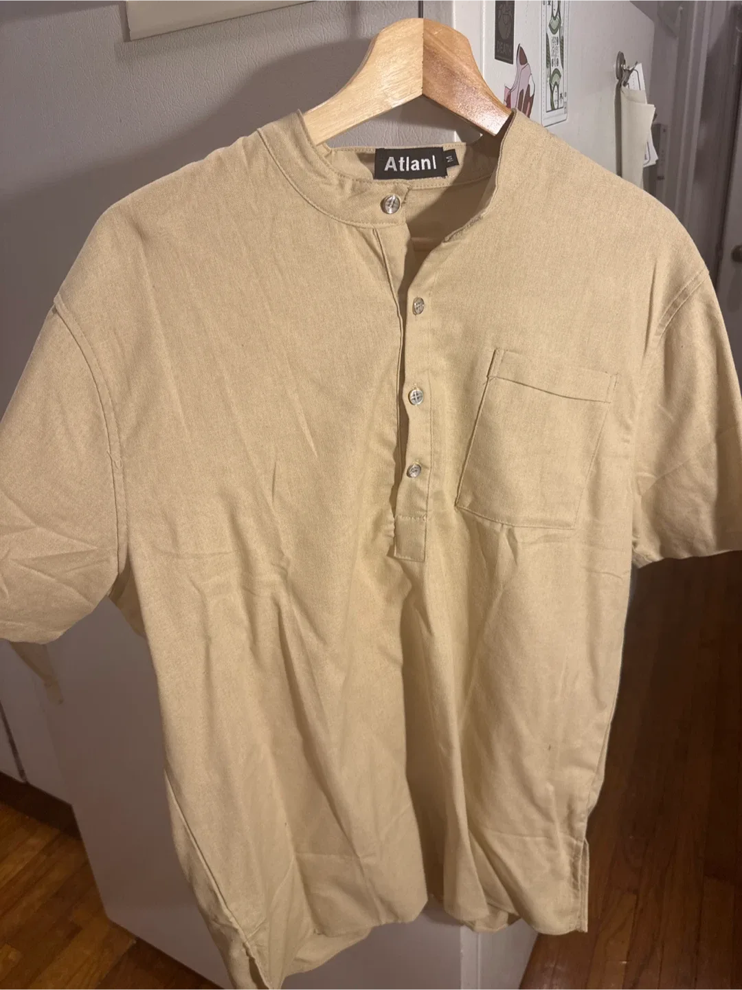 Atlanl Beige Short Sleeve Shirt - Size M