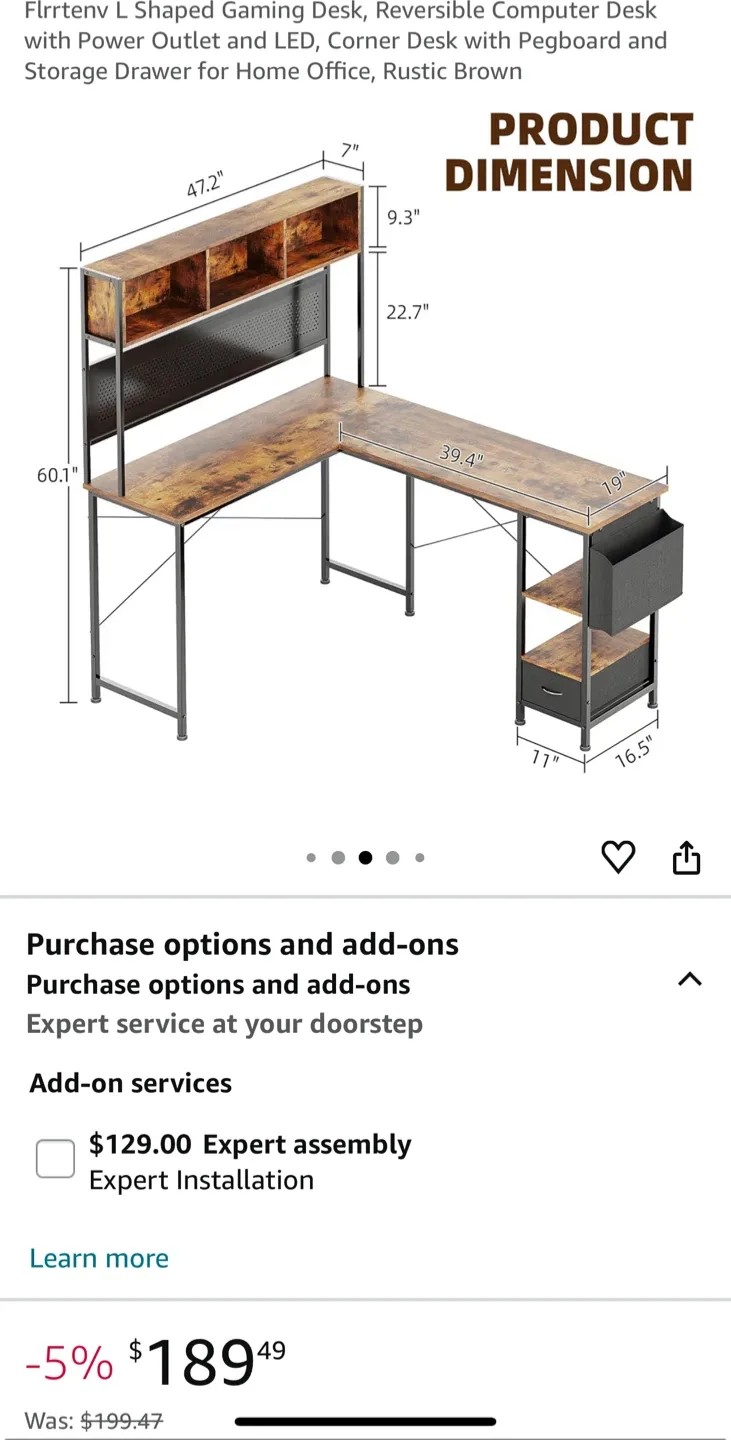 L shaped Desk with Shelves and pegboard image indicator(8)