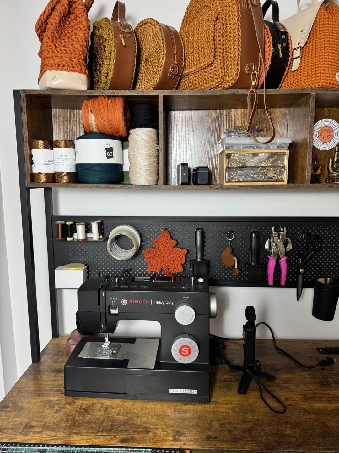 L shaped Desk with Shelves and pegboard image indicator(6)