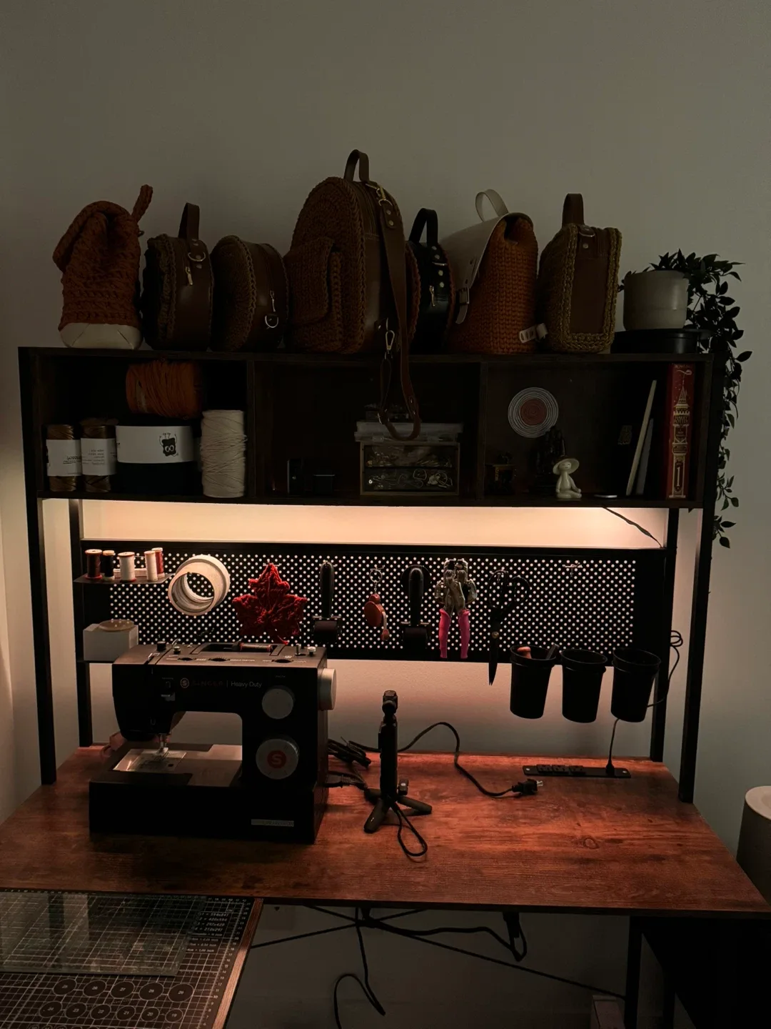L shaped Desk with Shelves and pegboard image indicator(7)