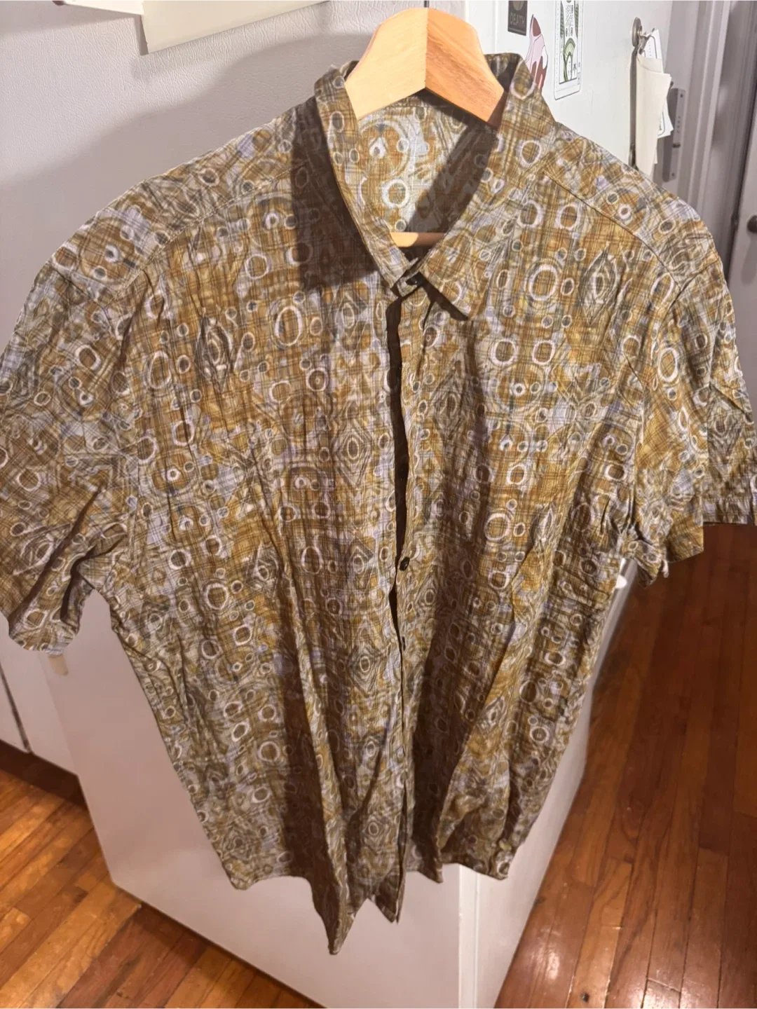 Patterned Short Sleeve Button-Up Shirt