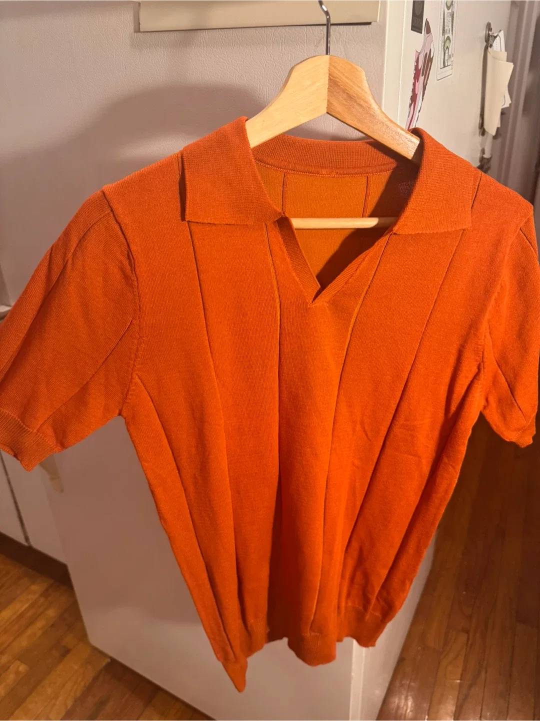 Orange Knit Polo Shirt