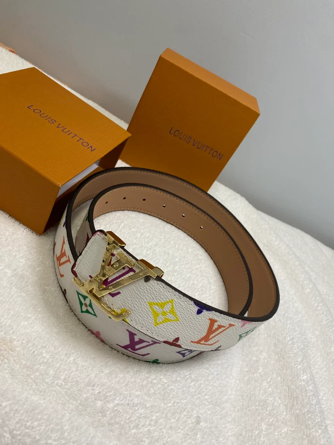 Louis Vuitton White Multicolor Belt image indicator(3)