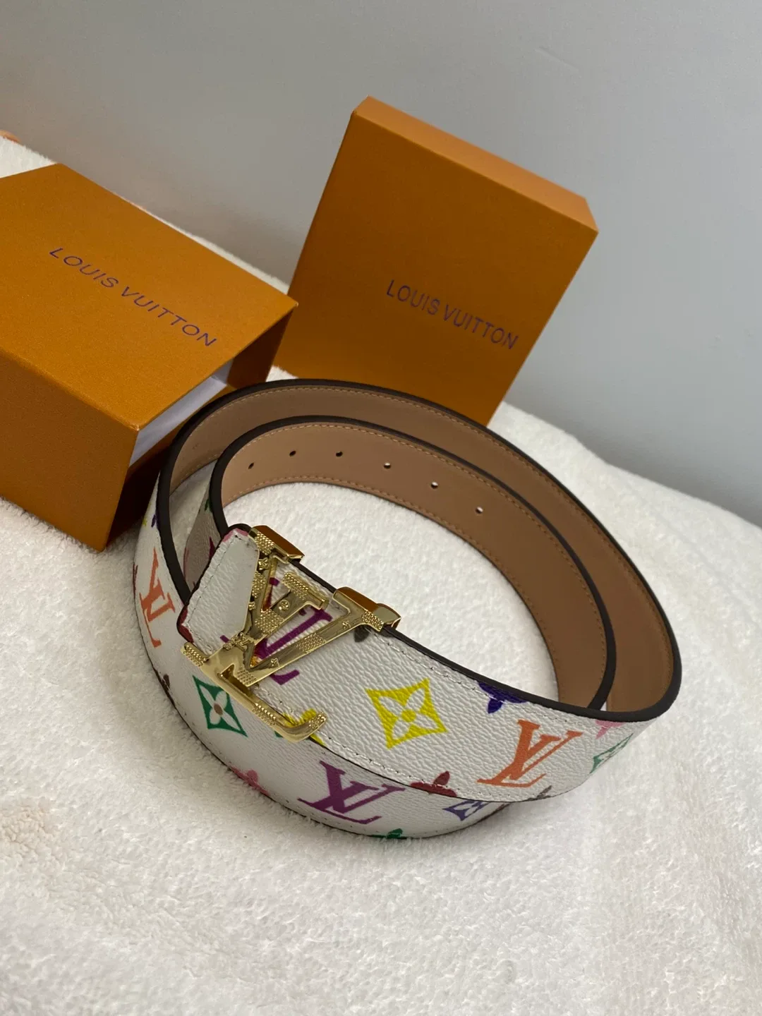 Louis Vuitton White Multicolor Belt image indicator(2)