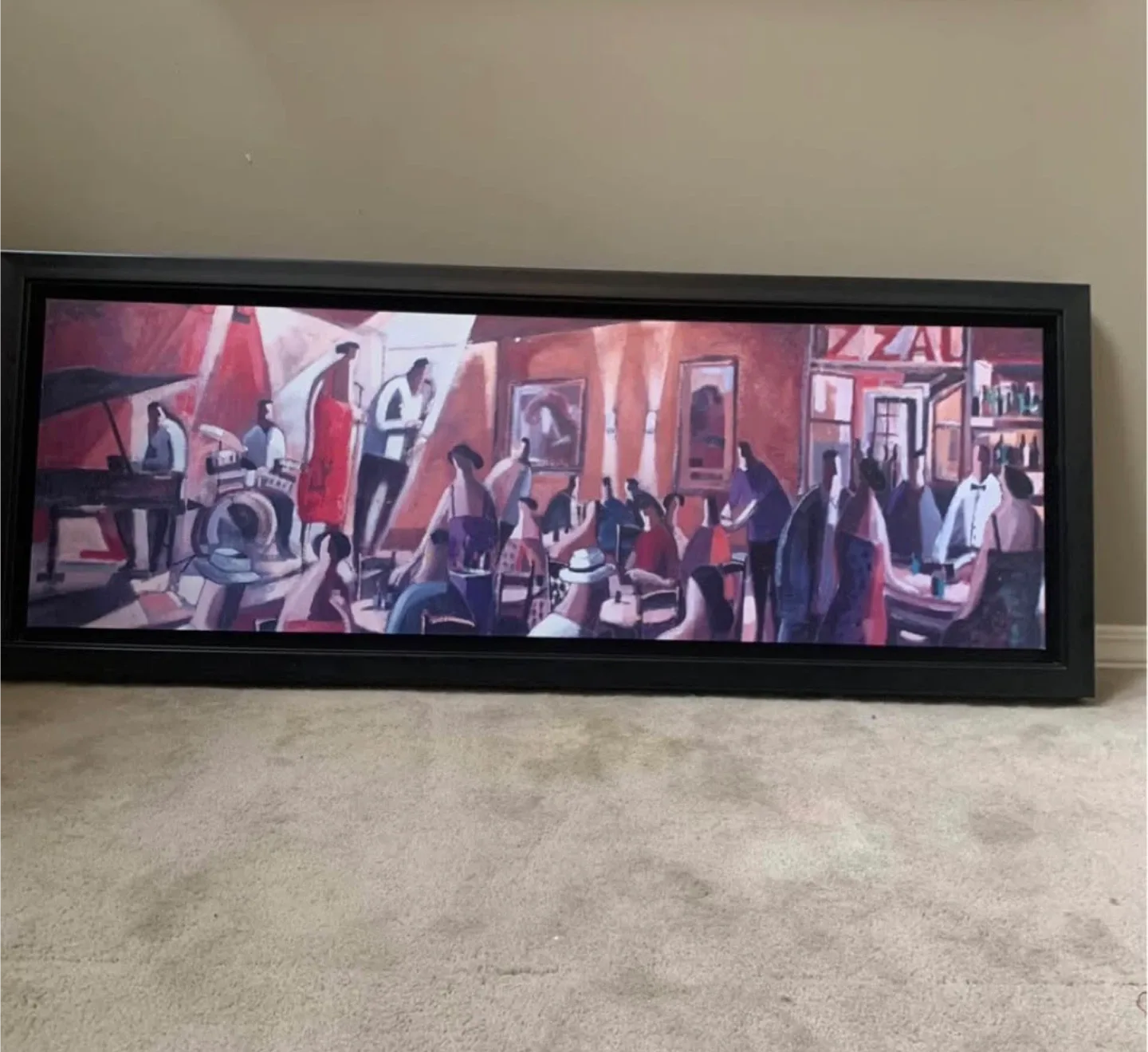 Framed Jazz Club Painting
