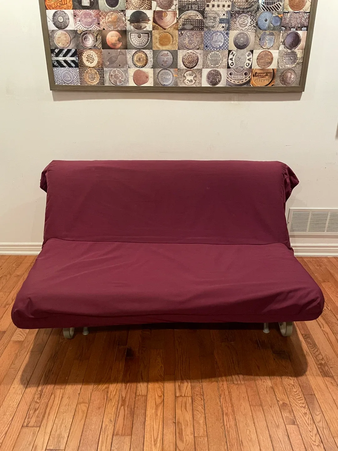 FREE DELIVERY. Burgundy Futon - Sofa Bed