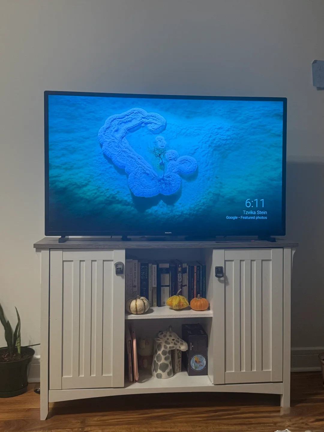 White TV Stand with Storage