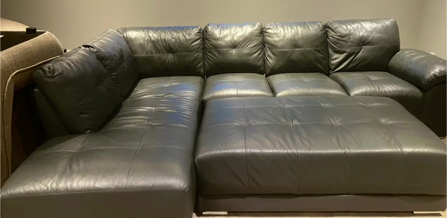 Leather Sectional Sofa - Dark Grey