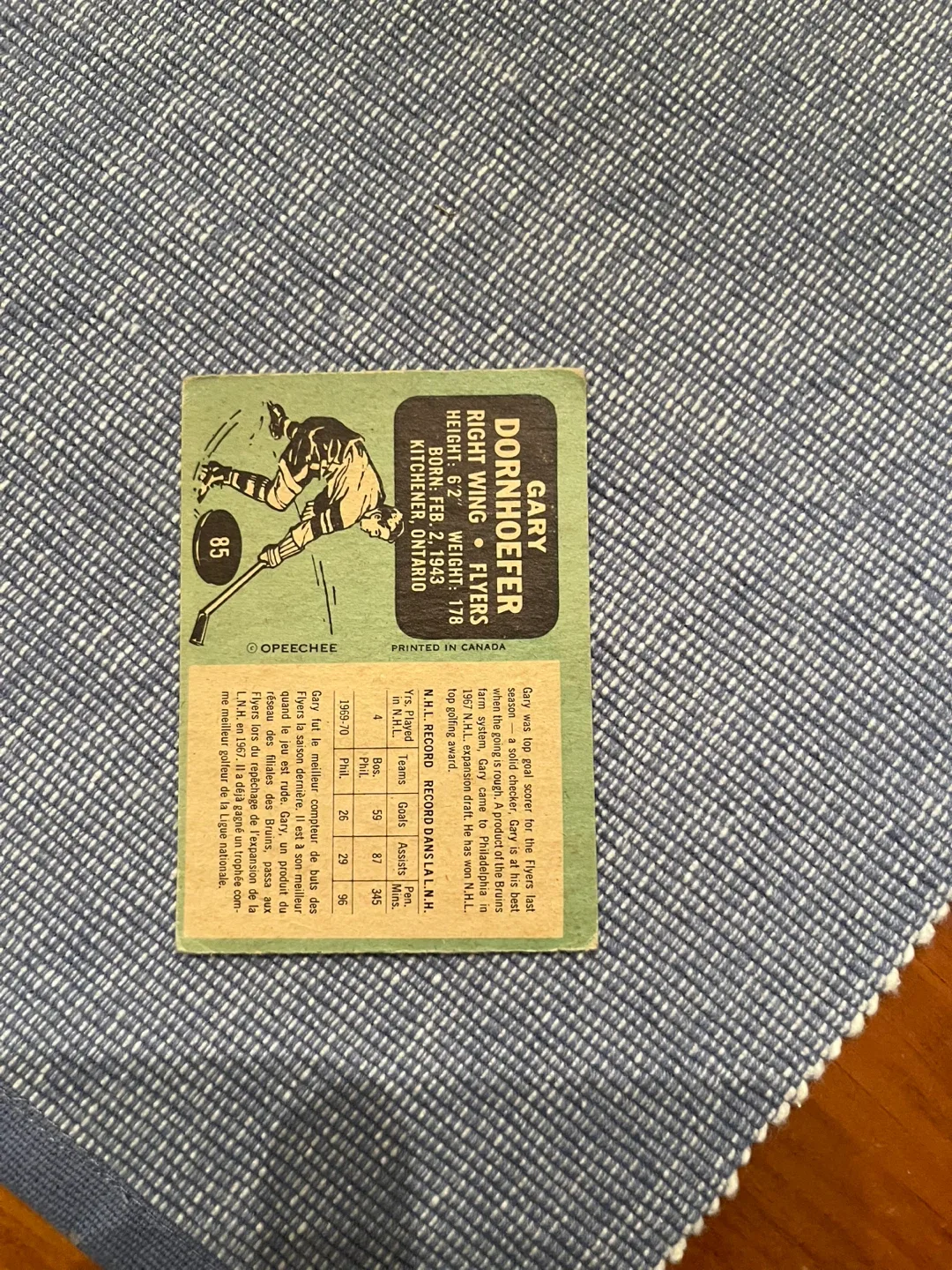 GARY DORNHOEFER 1970-71 O-PEE-CHEE NO 85 image indicator(2)