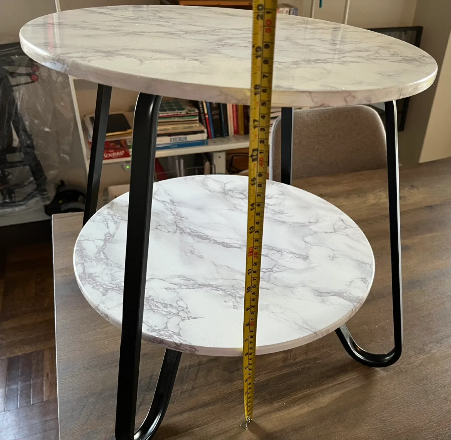Marble Look Accent Table - 18" Height image indicator(2)