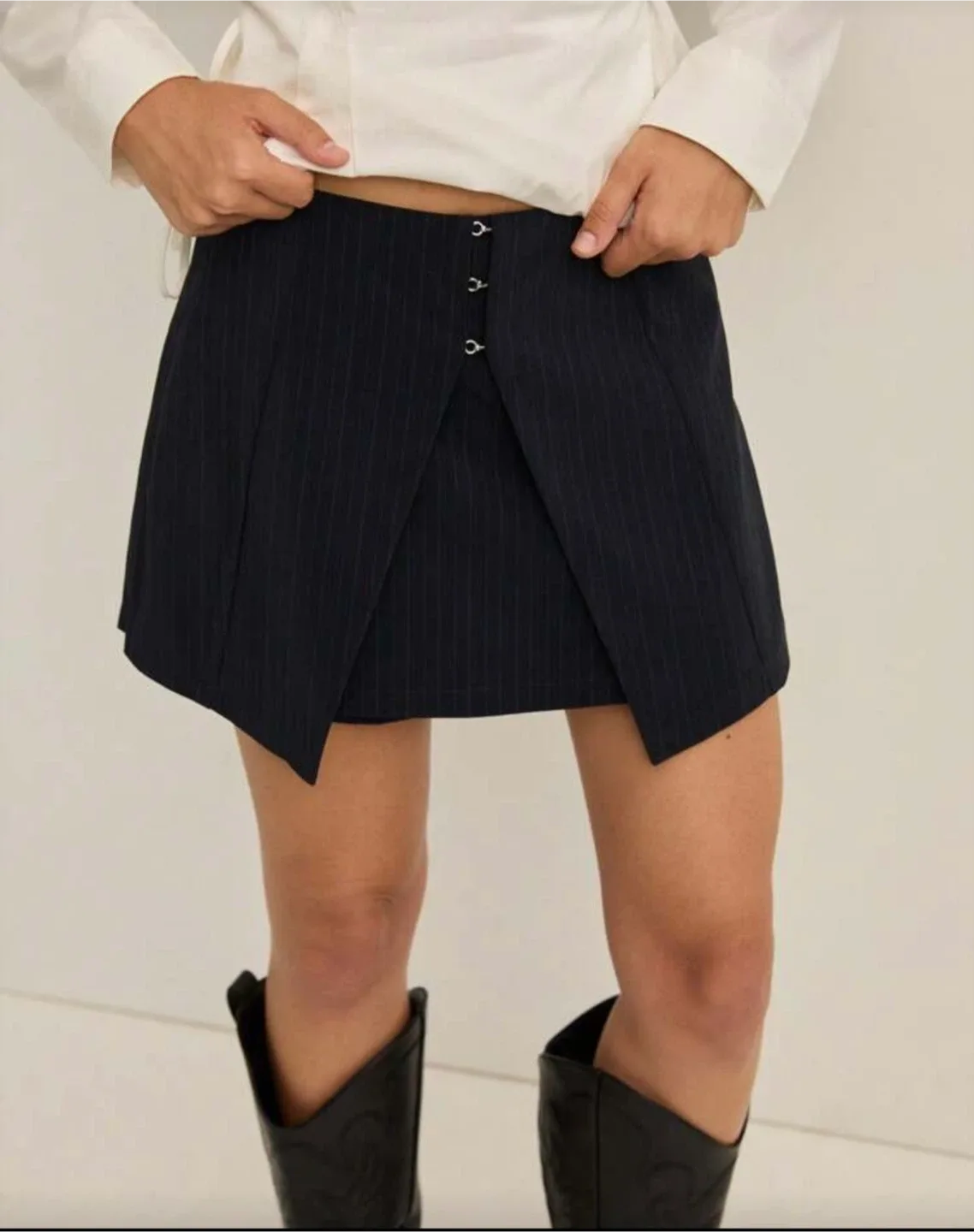 Babaton Black Pinstripe Mini Skirt