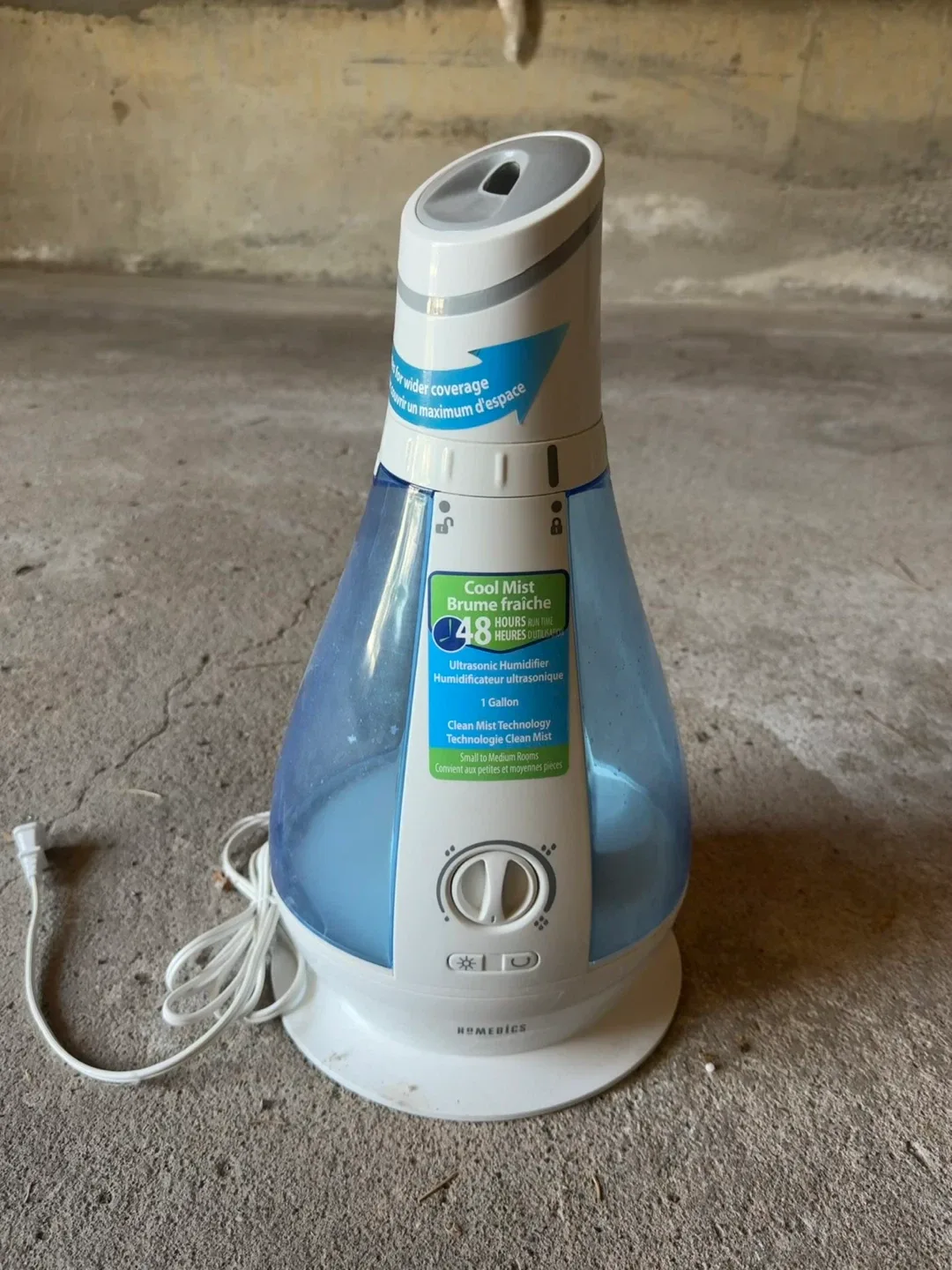 Homedics Cool Mist Ultrasonic Humidifier - 1 Gallon