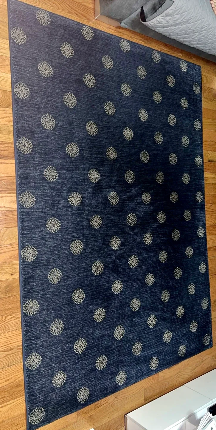 Navy Blue Patterned Area Rug
