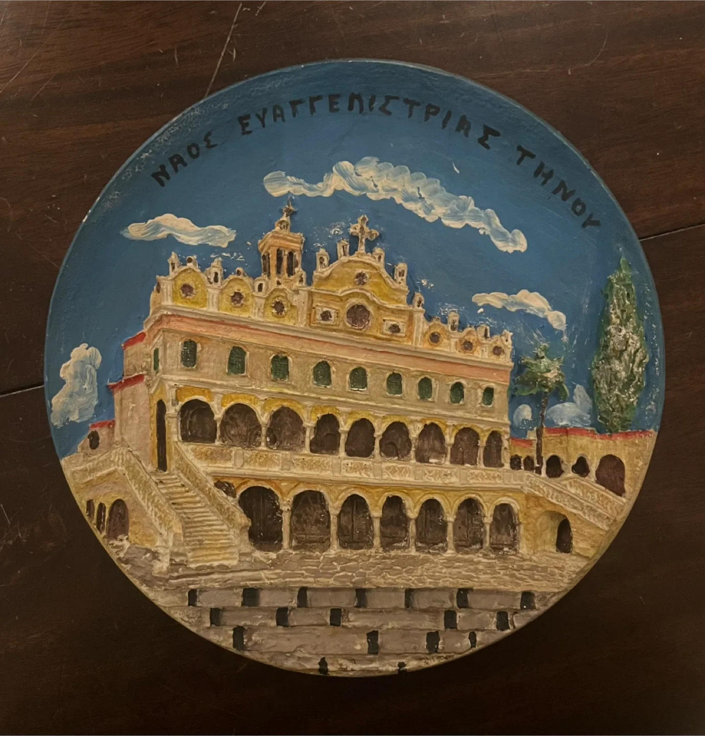 3D hand painted clay decorative wall hanging plate