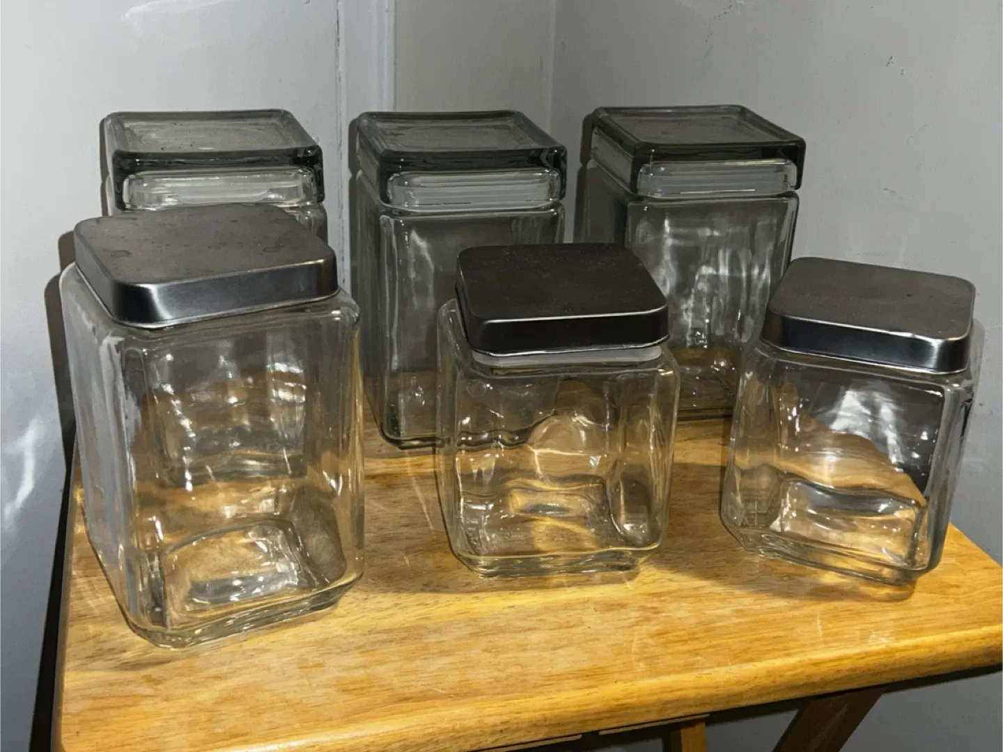 Set of 6 Glass Storage Jars with Lids