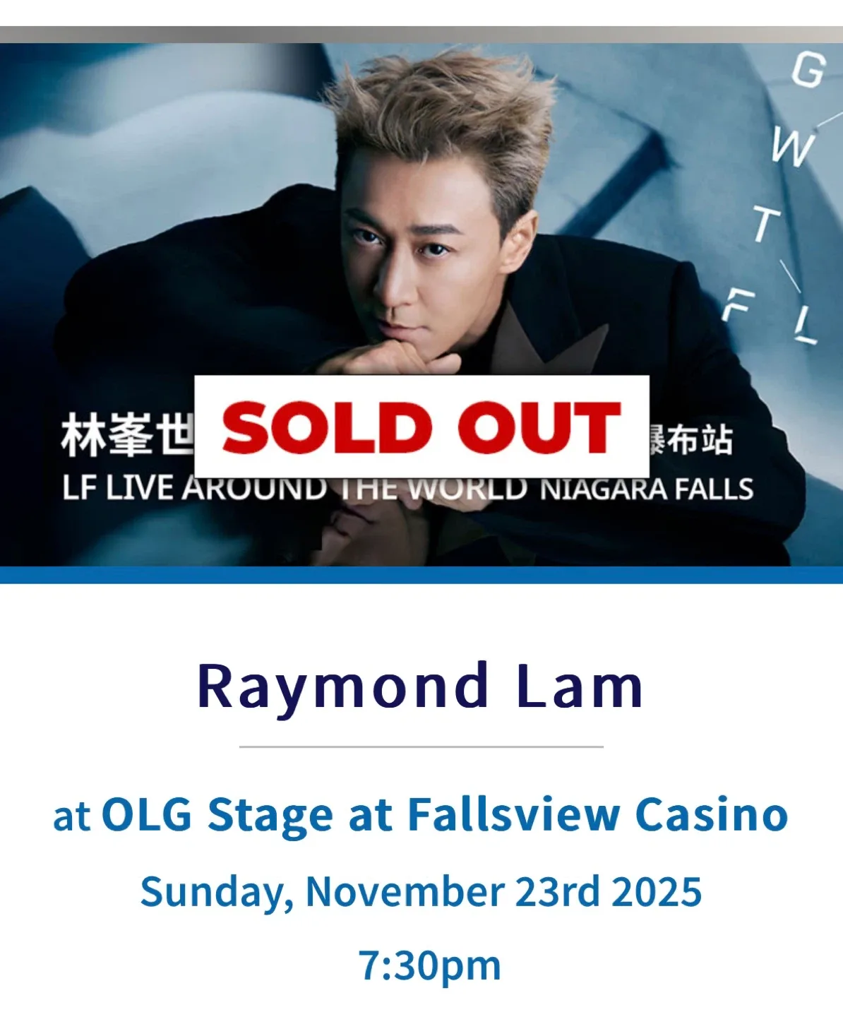 Raymond Lam Concert @ Fallsview casino