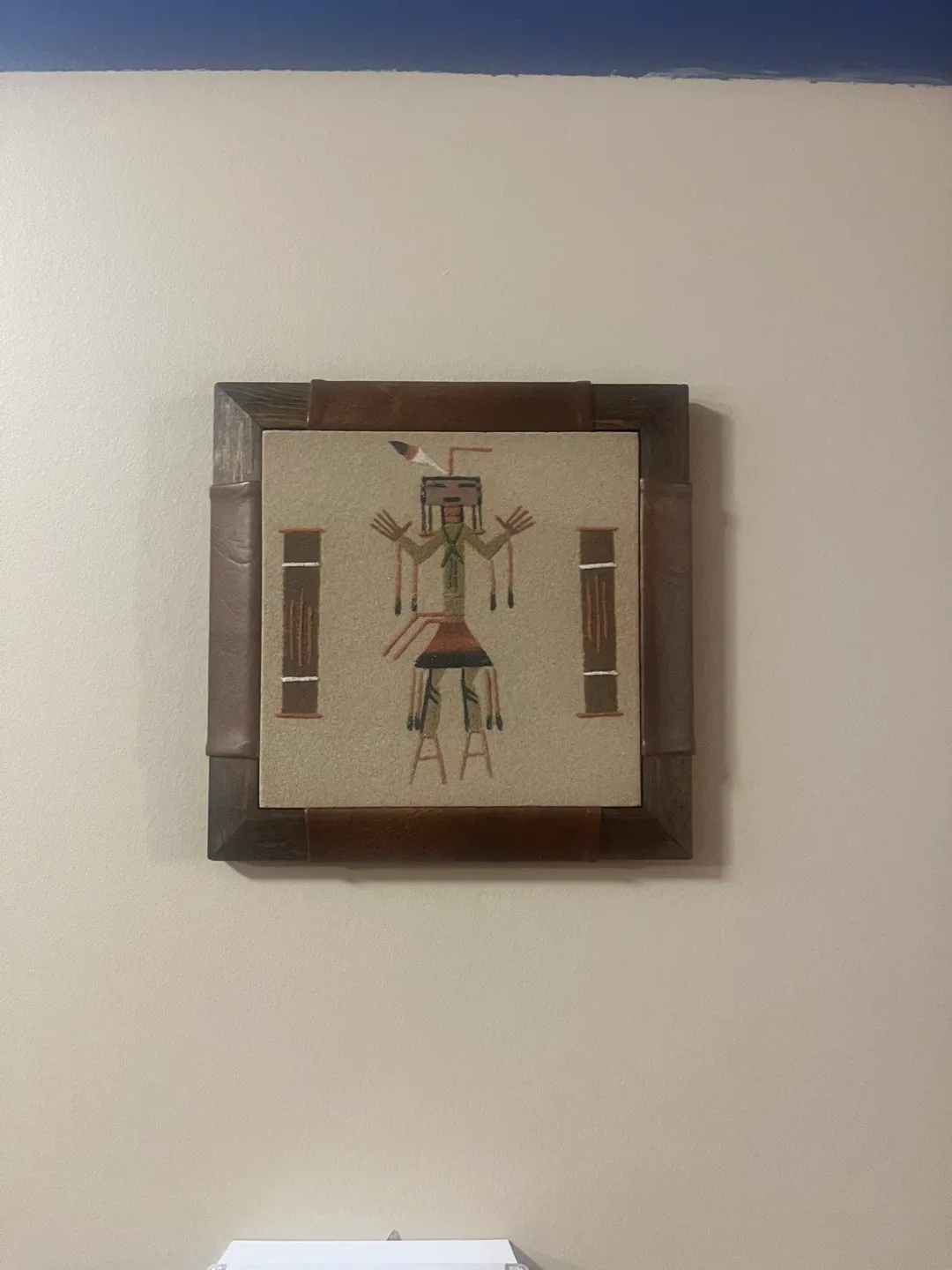 Native American Sand Art in Wood Frame