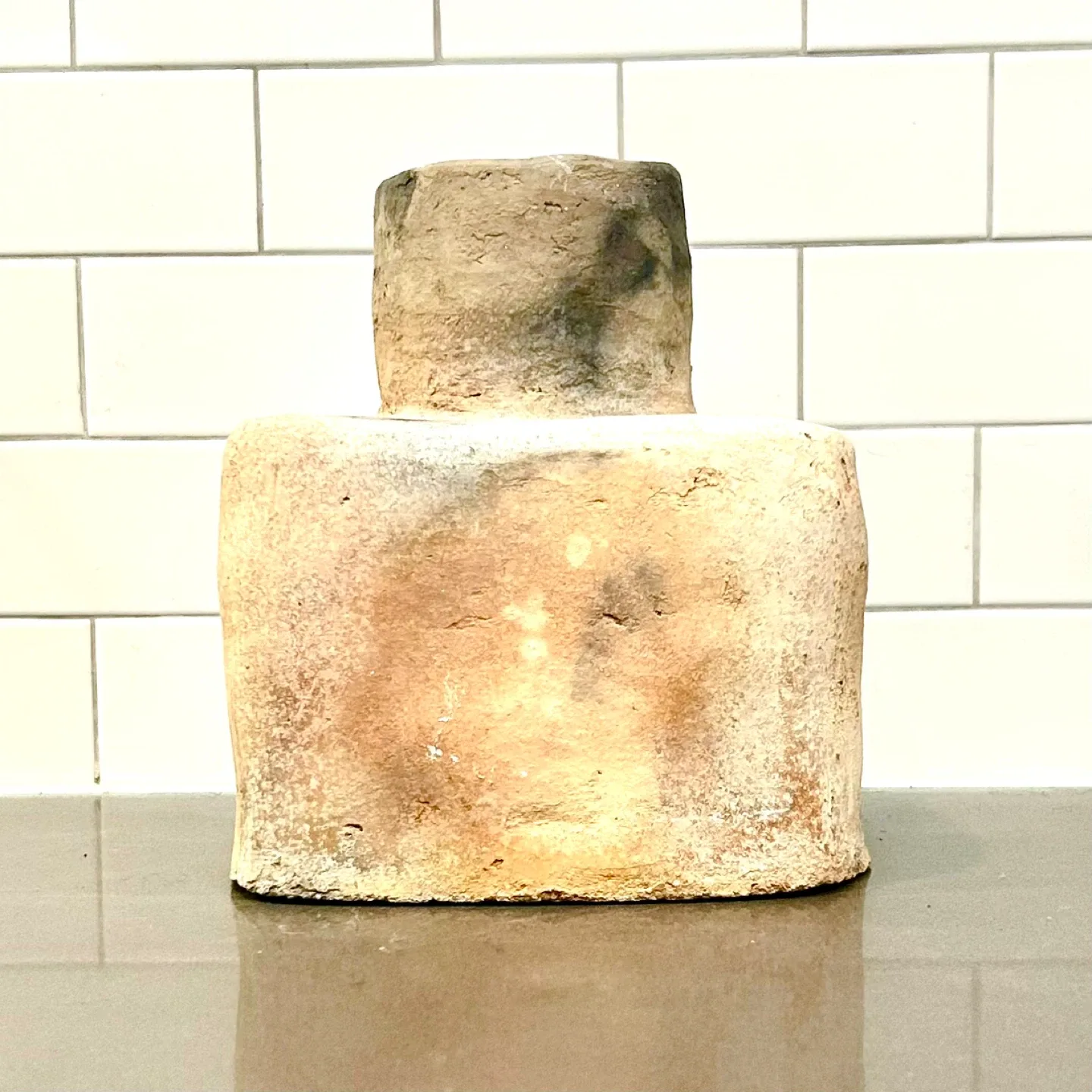 Handmade Pastel Pink and Grey Cement Vase